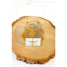 Ασημένιο κολιέ επίχρυσο - Κρίκο με δένδρο ζωής και λευκό ζιργκόν (SN231)